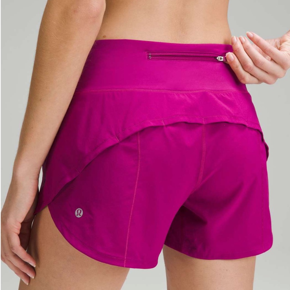Lululemon Speed Up Mid-Rise Lined Short 4" in Magenta Purple